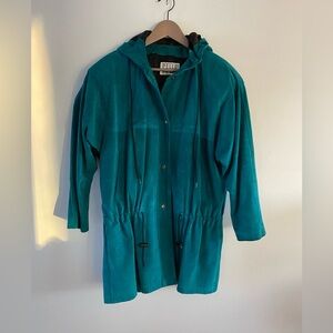 Spring Vintage 80s Turquoise Suede Jacket - S-L